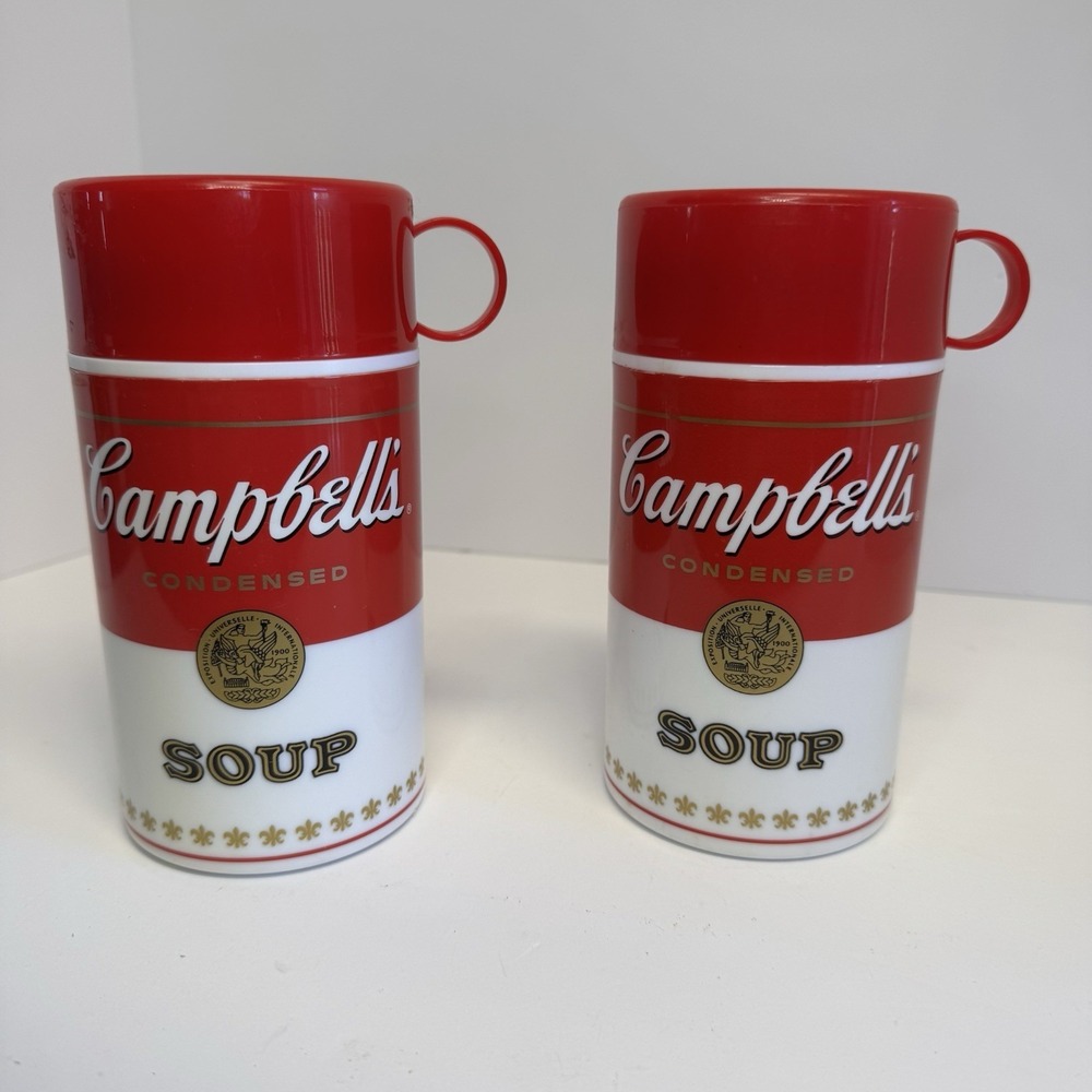 Vintage Campbells Soup Thermos 11.5 oz. w/ Lid  Lot of 2 USA 1990s